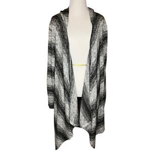 Lavanya‎ Womens Open Front Cardigan Size 1X Long Sleeve Gray Stripe Space Dyed